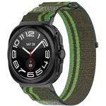 For Samsung Galaxy Watch 7 Ultra 47mm Hook and Loop Fastener Loop Nylon Watch Band(Dark Green)