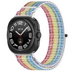 For Samsung Galaxy Watch 7 Ultra 47mm Loop Nylon Hook and Loop Fastener Watch Band(Rainbow)