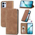 For OPPO Reno13 Retro Skin Feel Magnetic Flip Leather Phone Case(Brown)