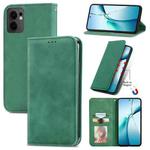 For OPPO Reno13 F Retro Skin Feel Magnetic Flip Leather Phone Case(Green)