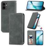 For OPPO Reno13 F Retro Skin Feel Magnetic Flip Leather Phone Case(Gray)