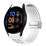 For Samsung Galaxy Watch FE 40mm Richard Magnetic Folding Silver Buckle Silicone Watch Band(White)