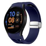 For Samsung Galaxy Watch FE 40mm Richard Magnetic Folding Silver Buckle Silicone Watch Band(Midnight Blue)