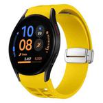 For Samsung Galaxy Watch FE 40mm Richard Magnetic Folding Silver Buckle Silicone Watch Band(Yellow)