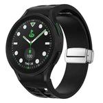 For Sansung Galaxy Watch 5 Pro Golf Edition Richard Magnetic Folding Silver Buckle Silicone Watch Band(Black)