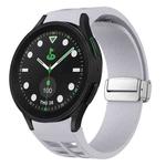 For Sansung Galaxy Watch 5 Pro Golf Edition Richard Magnetic Folding Silver Buckle Silicone Watch Band(Light Gray)