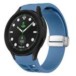 For Sansung Galaxy Watch 5 Pro Golf Edition Richard Magnetic Folding Silver Buckle Silicone Watch Band(Blue)