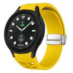 For Sansung Galaxy Watch 5 Pro Golf Edition Richard Magnetic Folding Silver Buckle Silicone Watch Band(Yellow)