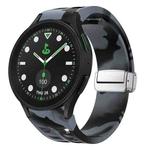 For Sansung Galaxy Watch 5 Pro Golf Edition Richard Magnetic Folding Silver Buckle Silicone Watch Band(Black Gray Camouflage)