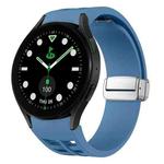 For Samsung Galaxy Watch 5 Golf Edition Richard Magnetic Folding Silver Buckle Silicone Watch Band(Blue)