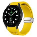 For Samsung Galaxy Watch 5 Golf Edition Richard Magnetic Folding Silver Buckle Silicone Watch Band(Yellow)