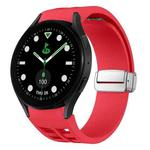 For Samsung Galaxy Watch 5 Golf Edition Richard Magnetic Folding Silver Buckle Silicone Watch Band(Red)