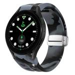 For Samsung Galaxy Watch 5 Golf Edition Richard Magnetic Folding Silver Buckle Silicone Watch Band(Black Gray Camouflage)