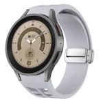 For Sansung Galaxy Watch 5 Pro 45mm Richard Magnetic Folding Silver Buckle Silicone Watch Band(Light Gray)