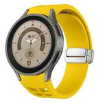 For Sansung Galaxy Watch 5 Pro 45mm Richard Magnetic Folding Silver Buckle Silicone Watch Band(Yellow)