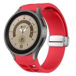 For Sansung Galaxy Watch 5 Pro 45mm Richard Magnetic Folding Silver Buckle Silicone Watch Band(Red)