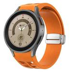 For Sansung Galaxy Watch 5 Pro 45mm Richard Magnetic Folding Silver Buckle Silicone Watch Band(Orange)