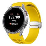 For Samsung Galaxy Watch 7 40 / 44mm Richard Magnetic Folding Silver Buckle Silicone Watch Band(Yellow)