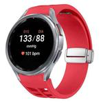 For Samsung Galaxy Watch 7 40 / 44mm Richard Magnetic Folding Silver Buckle Silicone Watch Band(Red)