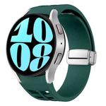 For Samsung Galaxy Watch 6 40 / 44mm Richard Magnetic Folding Silver Buckle Silicone Watch Band(Dark Green)