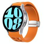 For Samsung Galaxy Watch 6 40 / 44mm Richard Magnetic Folding Silver Buckle Silicone Watch Band(Orange)