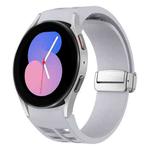 For Samsung Galaxy Watch 5 40 / 44mm Richard Magnetic Folding Silver Buckle Silicone Watch Band(Light Gray)