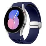 For Samsung Galaxy Watch 5 40 / 44mm Richard Magnetic Folding Silver Buckle Silicone Watch Band(Midnight Blue)