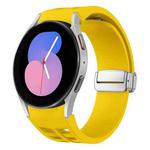 For Samsung Galaxy Watch 5 40 / 44mm Richard Magnetic Folding Silver Buckle Silicone Watch Band(Yellow)