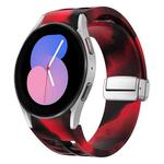 For Samsung Galaxy Watch 5 40 / 44mm Richard Magnetic Folding Silver Buckle Silicone Watch Band(Black Red Camouflage)