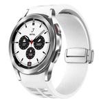 For Samsung Galaxy Watch 4 Classic 42 / 46mm Richard Magnetic Folding Silver Buckle Silicone Watch Band(White)