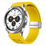 For Samsung Galaxy Watch 4 Classic 42 / 46mm Richard Magnetic Folding Silver Buckle Silicone Watch Band(Yellow)