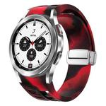 For Samsung Galaxy Watch 4 Classic 42 / 46mm Richard Magnetic Folding Silver Buckle Silicone Watch Band(Black Red Camouflage)