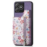 For Honor X50i+ Retro Painted Zipper Wallet Back Phone Case(Purple)