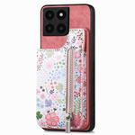 For Honor X6a Retro Painted Zipper Wallet Back Phone Case(Pink)