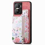 For Honor X40i Retro Painted Zipper Wallet Back Phone Case(Pink)