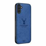 For Samsung Galaxy S24 FE 5G Deer Head Cloth Skin All-inclusive Phone Case(Blue)