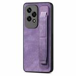 For Honor 200 Lite Golbal Retro Wristband Holder Leather Back Phone Case(Purple)