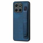 For Honor X6a Retro Wristband Holder Leather Back Phone Case(Blue)