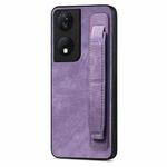 For Honor X7b Retro Wristband Holder Leather Back Phone Case(Purple)