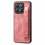 For Honor X8b Retro Wristband Holder Leather Back Phone Case(Pink)