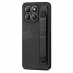 For Honor X8b Retro Wristband Holder Leather Back Phone Case(Black)