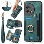 For OnePlus 12 5G Retro Skin-feel Ring Multi-card RFID Wallet Phone Case(Green)