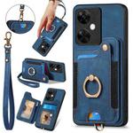 For OnePlus Nord CE3 Lite Retro Skin-feel Ring Multi-card RFID Wallet Phone Case(Blue)