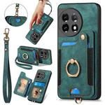 For OnePlus 11 Retro Skin-feel Ring Multi-card RFID Wallet Phone Case(Green)