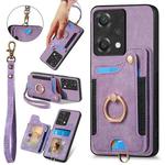 For OnePlus Nord CE2 Lite 5G Retro Skin-feel Ring Multi-card RFID Wallet Phone Case(Purple)