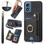 For Motorola G Play 2024 Retro Skin-feel Ring Multi-card RFID Wallet Phone Case(Black)
