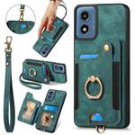 For Motorola G Play 2024 Retro Skin-feel Ring Multi-card RFID Wallet Phone Case(Green)