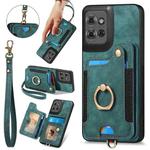 For Motorola Moto G Power 2025 5G Retro Skin-feel Ring Multi-card RFID Wallet Phone Case(Green)