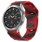 For Samsung  Galaxy Watch 4 Classic 46mm Football Texture Reverse Buckle Silicone Watch Band(Camouflage Red)