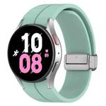 For Samsung Galaxy Watch7 40 / 44mm Magnetic Folding Silver Buckle Silicone Watch Band(Teal Green)